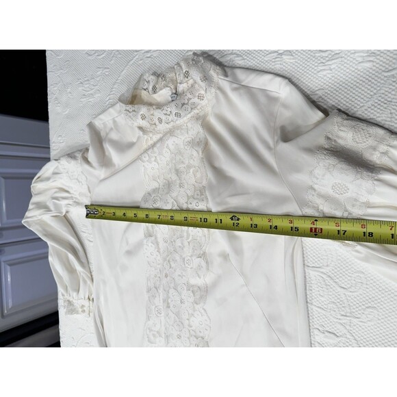 Vtg 70s Off White Cottagecore Dress Victorian Prairie Viole Boho Maxi Gown L/S - Picture 11 of 16